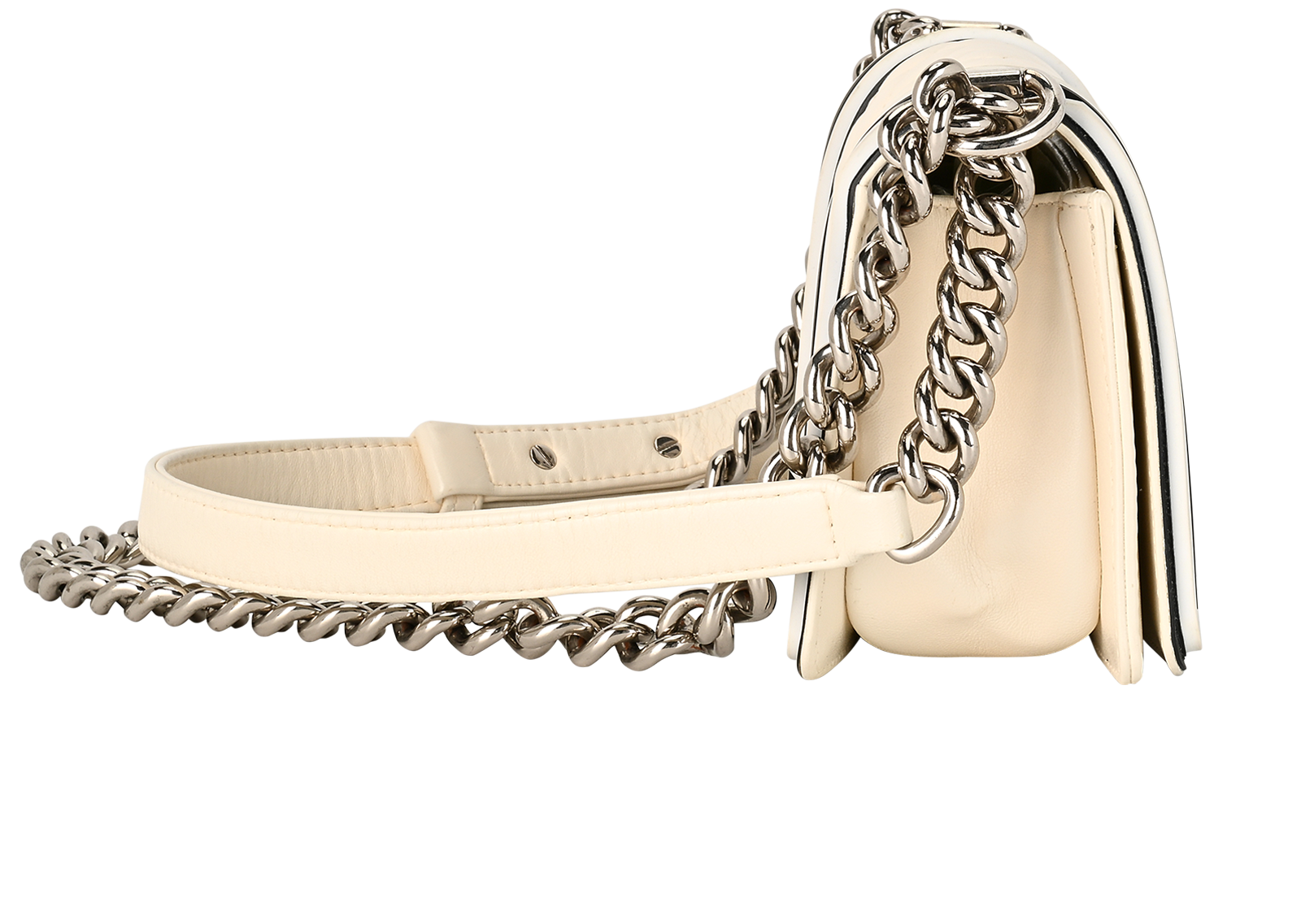 Small Boy, &pound;1,800, Handbags, Black/Cream, Lambskin Leather, Side view